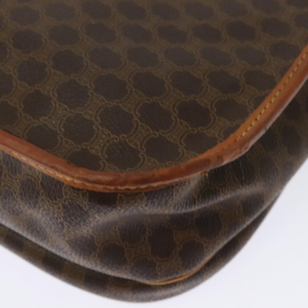 Authentic CELINE Macadam Canvas Shoulder Bag PVC Leather Brown Gold - Picture 16 of 16